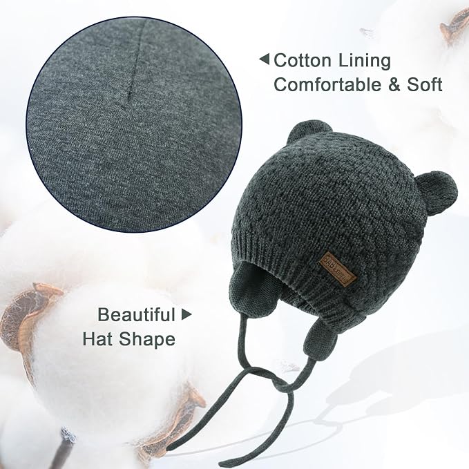 XIAOHAWANG Baby Hat Cute Bear Toddler Earflap Beanie Warm - Image 5