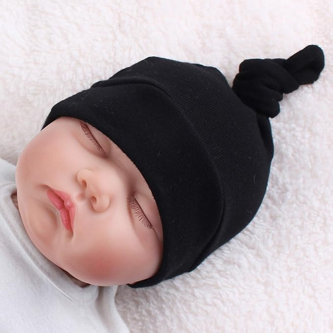 JANGANNSA Newborn Baby Hat Infant Baby Boys Beanie Top Knot Stretchy Hats - Image 2