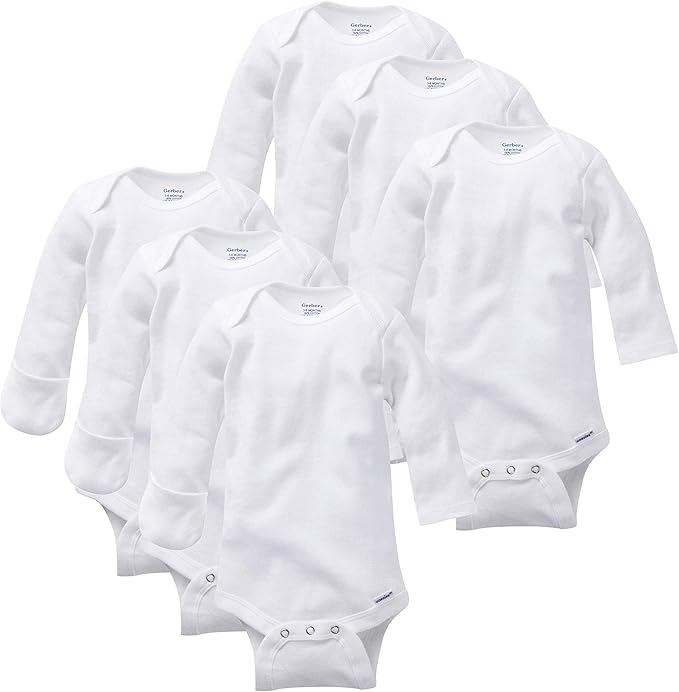 Gerber unisex-baby Multi-pack Long-sleeve Onesies Bodysuit Mitten Cuff Sizes by Gerber