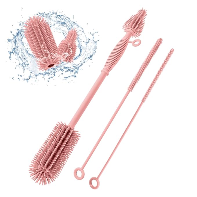Baby Bottle Brush and Straw Cleaner Brush Set, Extra Long Double-Ended Soft by Leucite