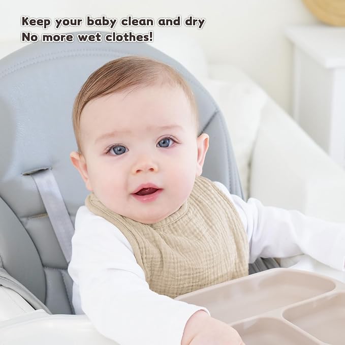 Susurration Muslin Baby Drool Bibs 10Pack Soft Square Adjustable Bandana Bibs - Image 5