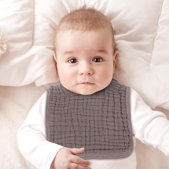 Tallew 8 Pack Muslin Burp Cloths and Baby Bibs - Image 4