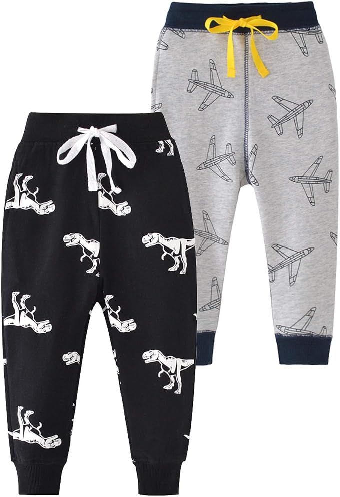 HUAER& Baby Boy's Jogger Pants Dinosaur Car Animal Print Drawstring Elastic by HUAER