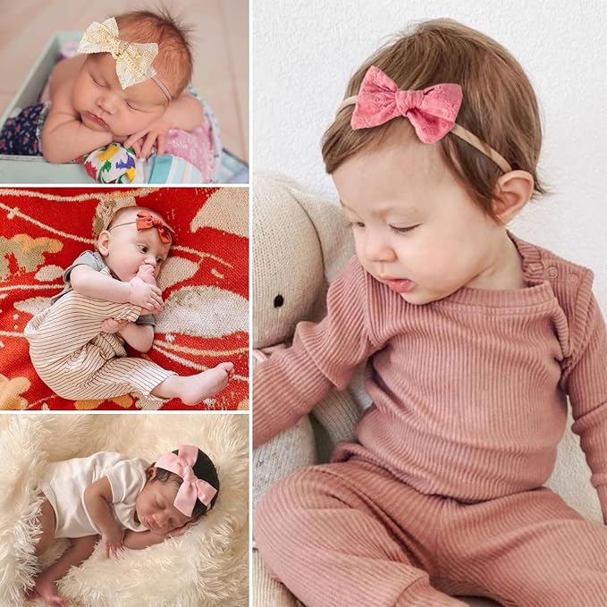 Baby Girl Headbands and Bows, Newborn Infant Toddler Nylon Hairbands Hair - Image 4