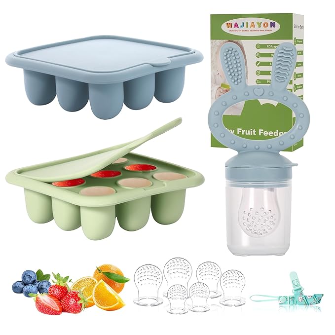 WAJIAYON Baby Breastmilk Popsicle Molds & Baby Fruit Feeder, Baby Food Freezer by WAJIAYON