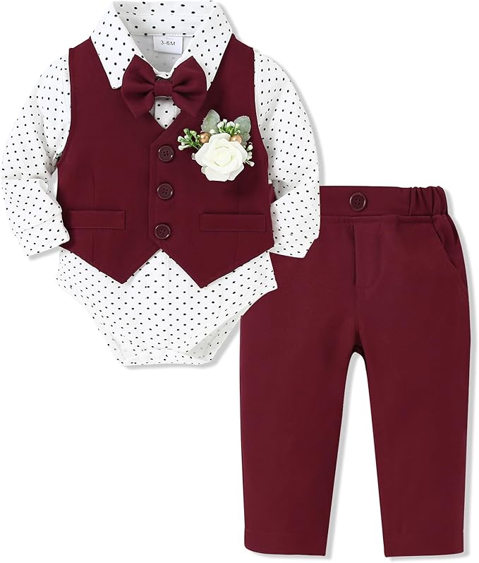 SANMIO Baby Boy Clothes Suits Infant Gentleman Outfit Collared Dress by SANMIO