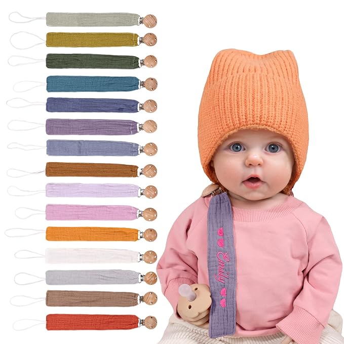 Personalized Bohemian Pacifier Clip Embroidered by GELLEDI