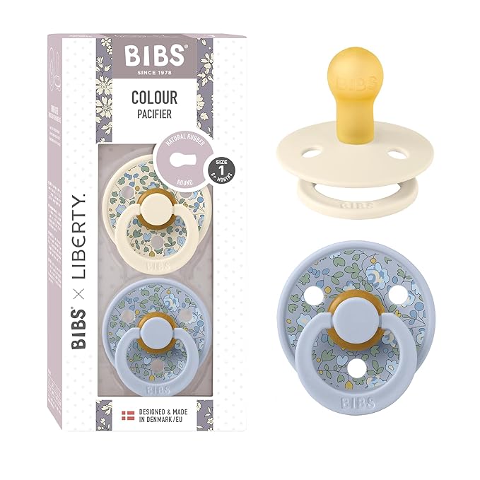 BIBS Colour Liberty Soother 2-Pack, BPA Free Dummy Pacifier, Round Nipple. by BIBS