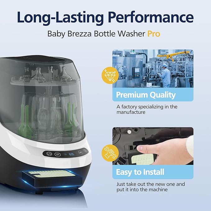 4 Pack HEPA Filter Replacement for Baby Brezza Baby Bottle Washer Pro, High - Image 4