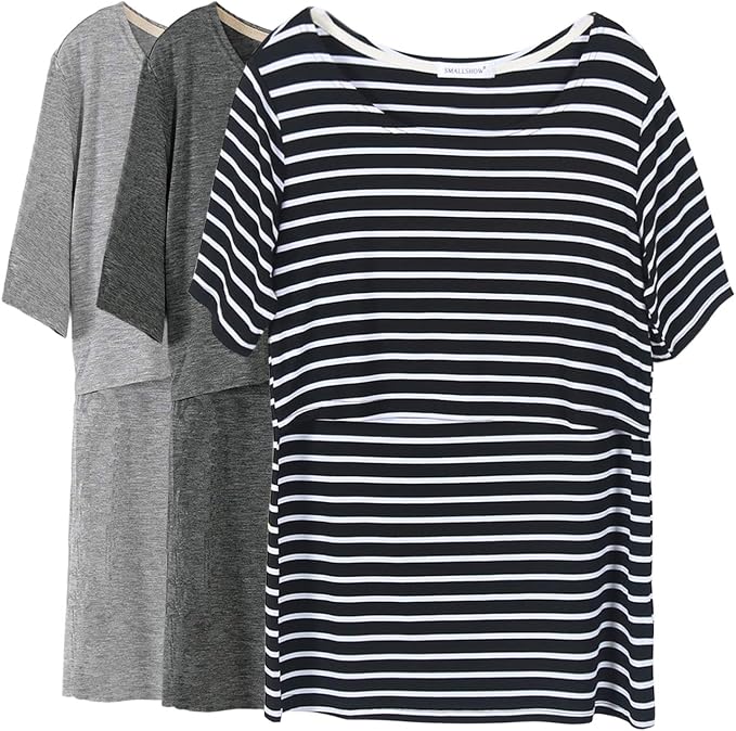 Smallshow Women's Maternity Nursing Tops Short Sleeve Breastfeeding Clothes by Smallshow