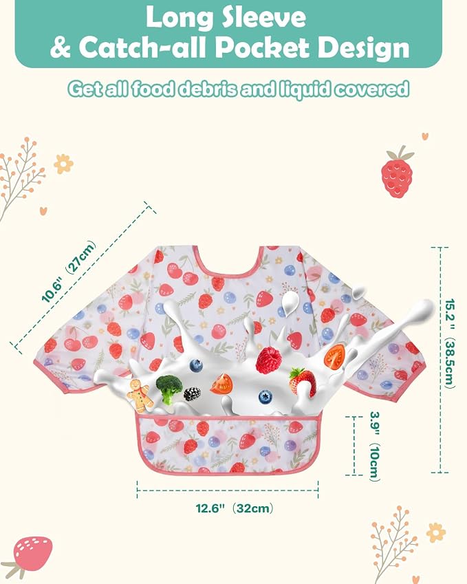 Lictin 3 Pack Baby Bibs for Boy or Girl, Cute Long Sleeve Bib, Waterproof Bibs - Image 5