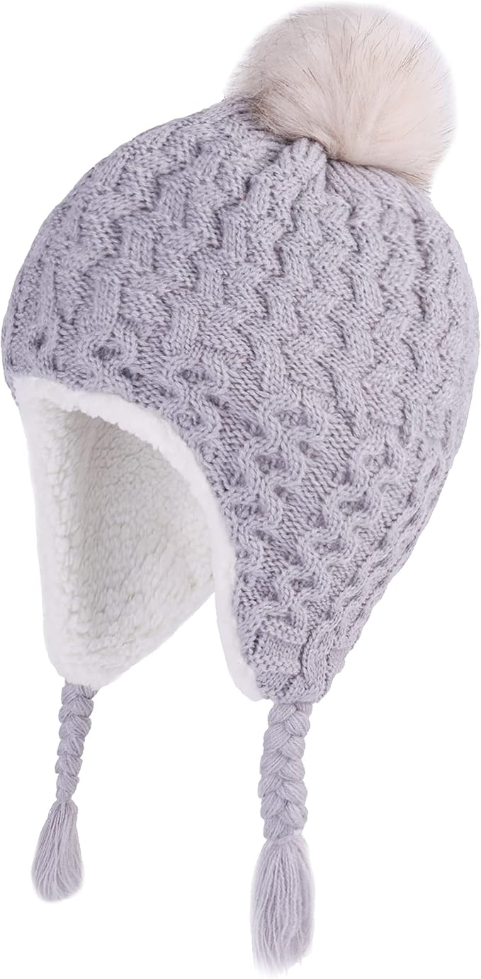 LANGZHEN Toddler Kids Infant Winter Hat, Earflap Knit Warm Cap Fleece Lined by LANGZHEN