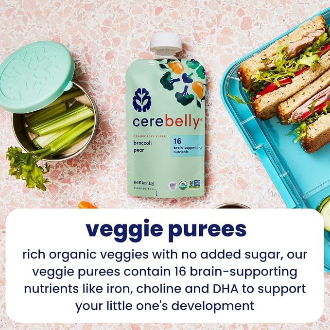 Cerebelly Organic Baby Food Pouches – Organic Broccoli Pear Pouch Protein - Image 8