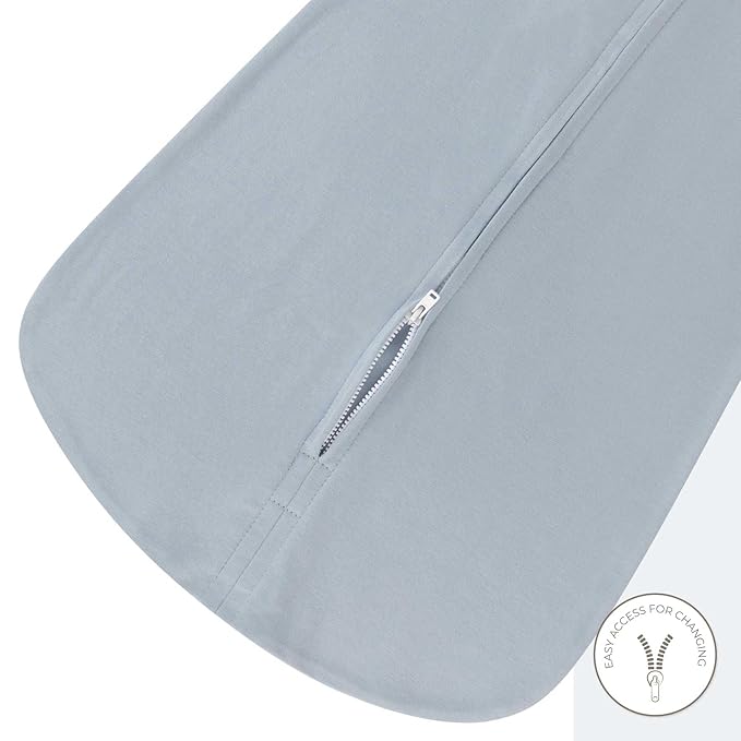 Ely's & Co. 100% Cotton Wearable Blanket Baby Sleep Bag Solid Dusty Blue and - Image 5