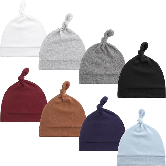 DRESHOW BQUBO 8 Pack Unisex Baby Beanie Hat Infant Toddler Kid Hats Baby Soft - Image 8