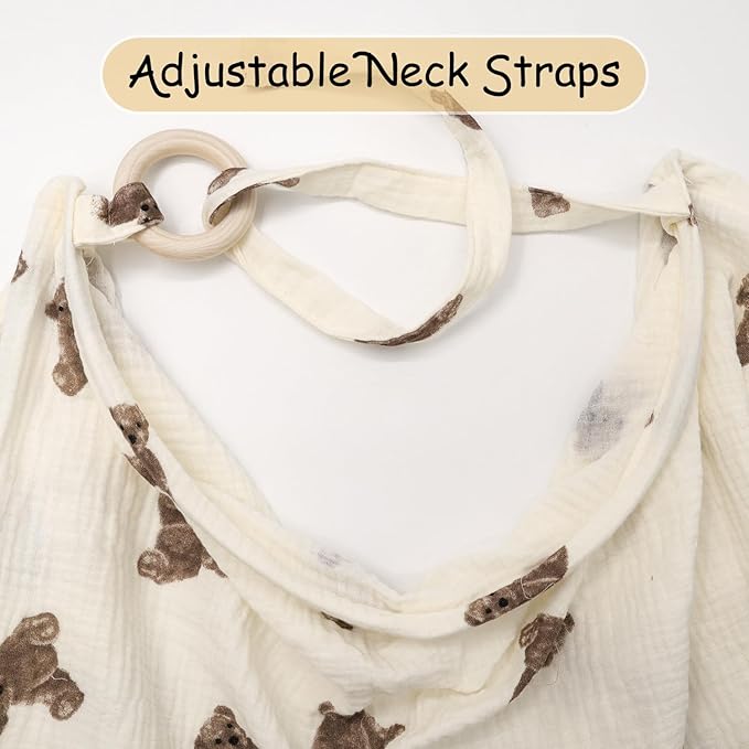 Muslin Nursing Cover for Baby Breastfeeding, Breathable 100% Cotton - Image 3