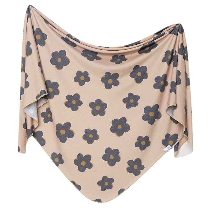 Copper Pearl Large Premium Knit Baby Swaddle Receiving Blanket Gemma in Tan by CopperPearl