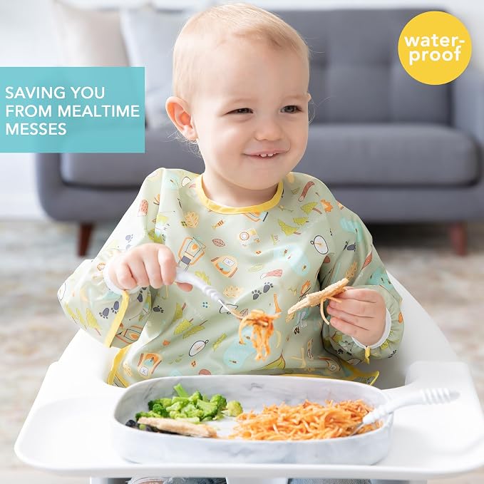 Bumkins Sleeved Bib for Girl or Boy, Baby and Toddler for 6-24 Mos, Essential - Image 2