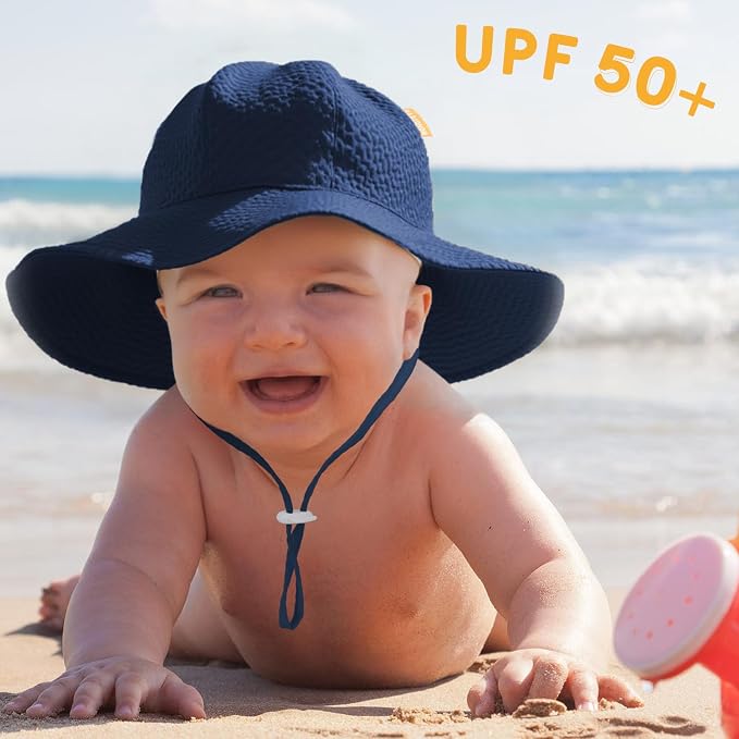 HONGTEYA Baby Sun Hat Toddler Girl Beach Hat Adjustable Outdoor Summer Hat UPF - Image 2