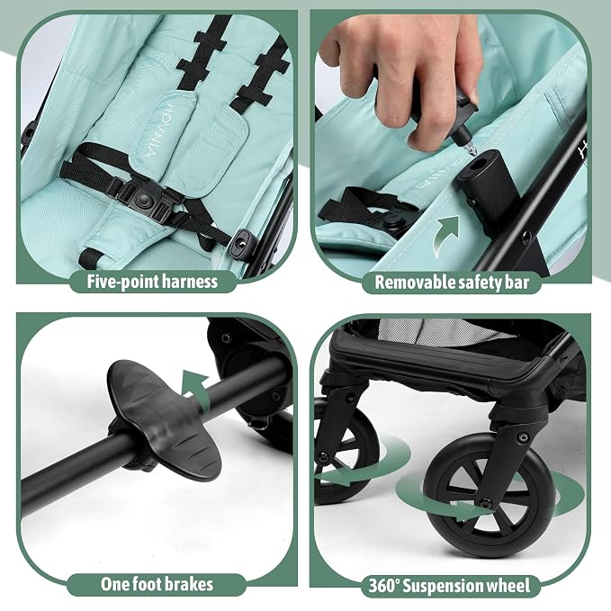 Lightweight Stroller, One-Hand Fold Compact Travel Stroller from Birth to 55 lbs - Image 4