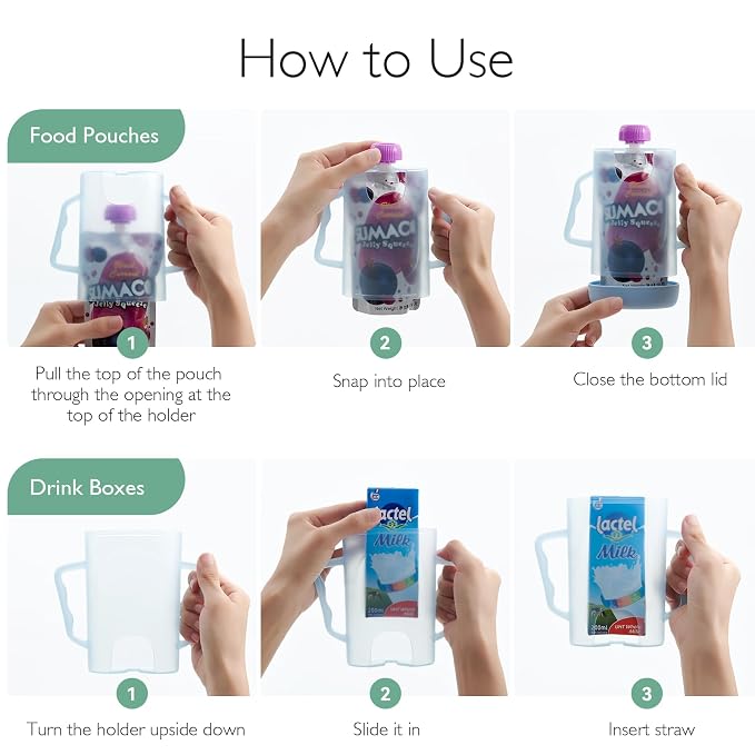Momcozy Baby Pouch Holder No Squeeze, Baby Food & Juice Box Holder, Easy Grip - Image 7