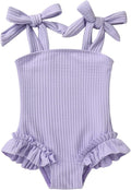 Happy Town Toddler Swimsuit Girl Solid Color Stripe One-Piece Baby Bathing Suits by HappyTown