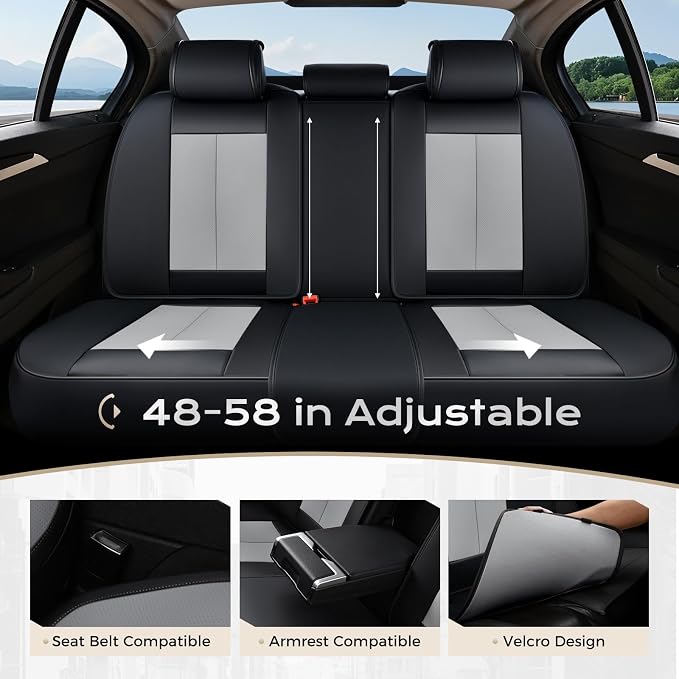 Coverado Car Seat Covers Full Set, Car Seat Protector Waterproof, Nappa Leather - Image 2