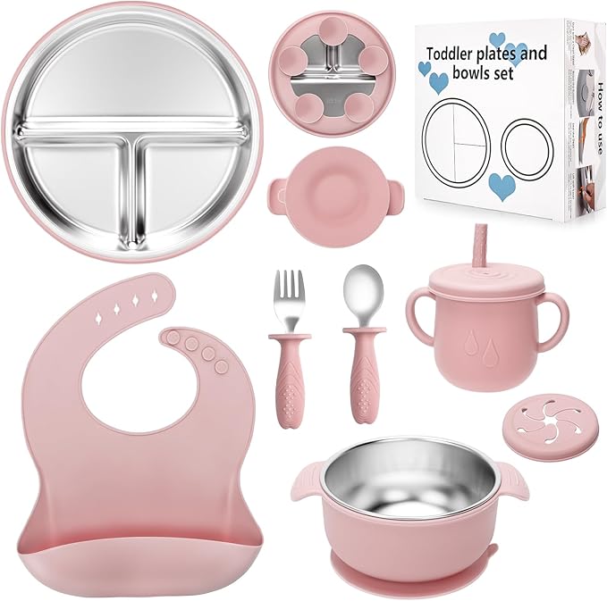 Stainless Steel Kids Plates and Bowls Set by MISSLILI