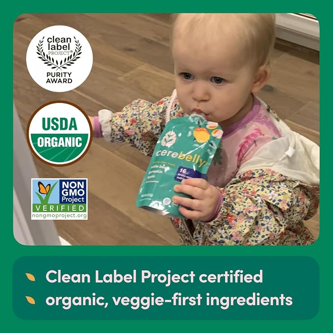 Cerebelly Organic Baby Food Pouches, 16 Nutrients, No Added Sugar, Fiber & - Image 3