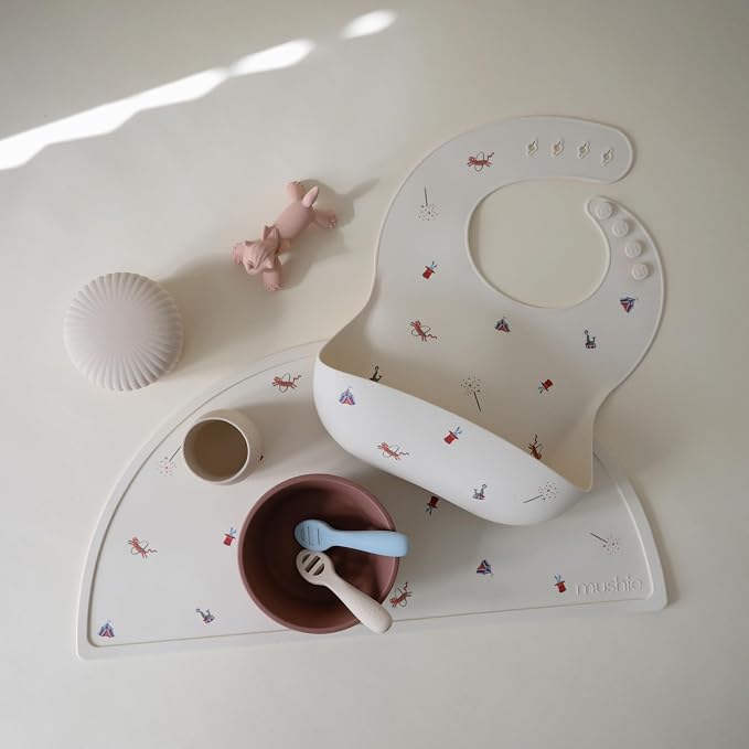 mushie Silicone Baby Bib | Adjustable Fit Waterproof Bibs - Image 3