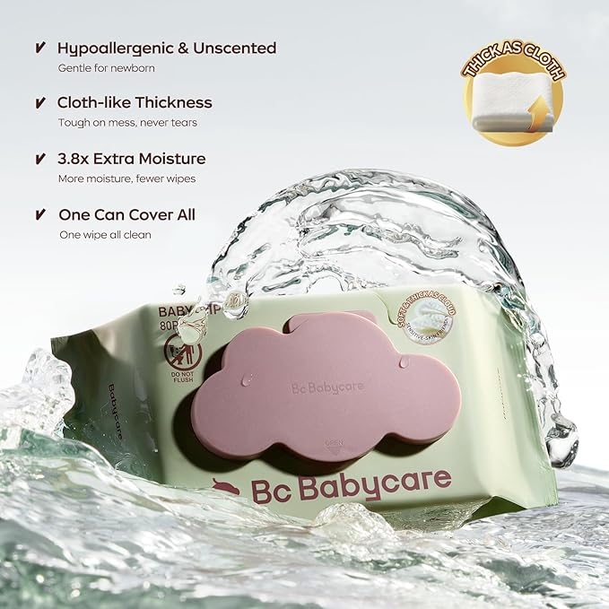 Bc Babycare Cloud Moist Baby Wipes, Thick & XL, 99% Water, Ultra-Hydrating - Image 2