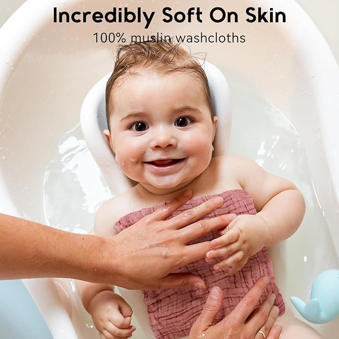 Muslin Baby Washcloths 6 Pack, 100% Cotton Wash Cloths - Image 2