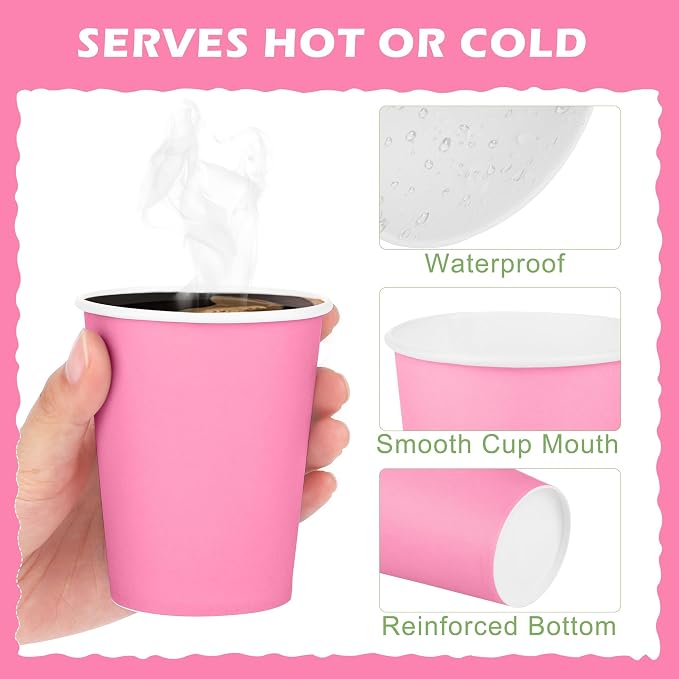 URATOT 60 Pieces 9 Ounce Pink Paper Cups Gradient Color Disposable Coffee Party - Image 3