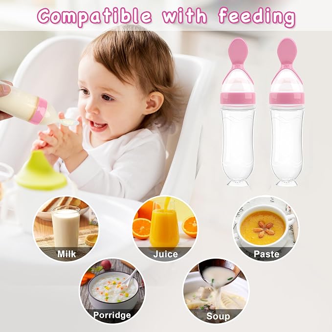 WAJIAYON Baby Food Feeder 4 Pack Silicone Baby Food Dispensing Spoon-3 oz - Image 2