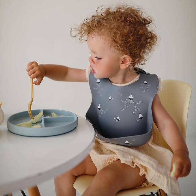 mushie Silicone Baby Bib | Adjustable Fit Waterproof Bibs - Image 6