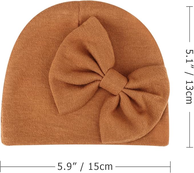 BQUBO Newborn Baby Hats Mittens Set Hospital Hat Beanie Infant Bow Hats Baby - Image 5