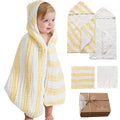 Muslin Hooded Baby Towel 4 Pack, Preuim Muslin 6 Layers Natural Cotton Baby by HardNok