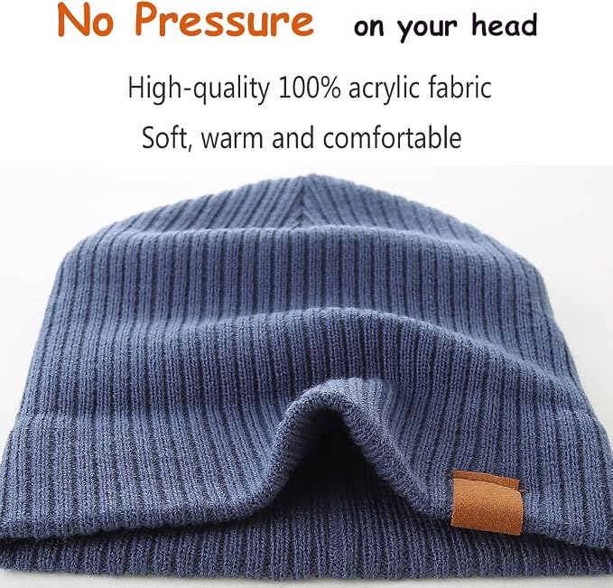 Moon Kitty 2PCS Baby Beanie Soft Toddler Beanie Warm Knitted Infant Winter Hats - Image 3