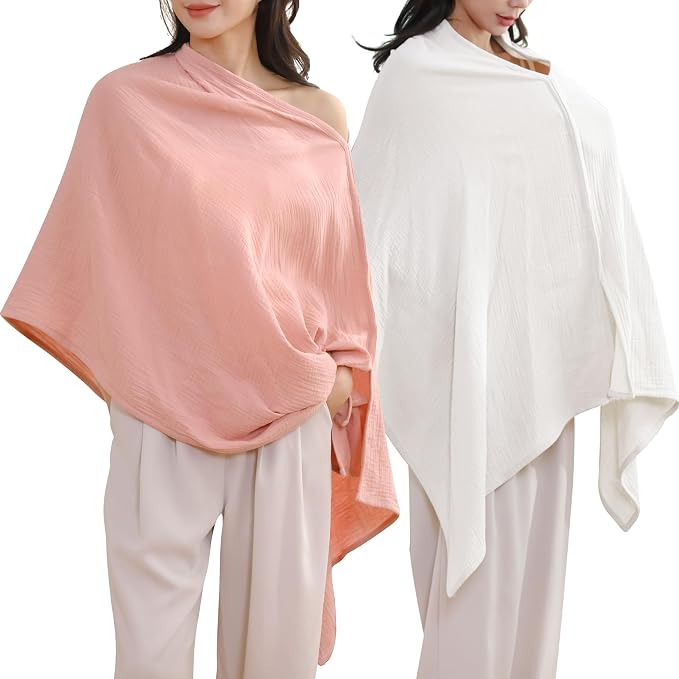 2-Pack Nursing Covers for Breastfeeding, 100% Organic Cotton Muslin - Image 2