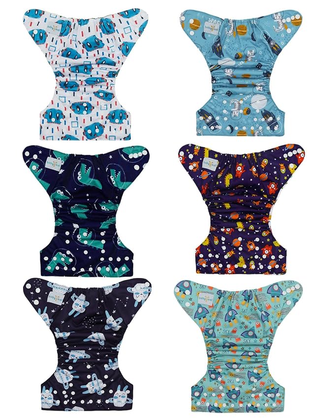 babygoal Boy Cloth Diapers Pack of 13, Baby Reusable Washable Pocket Nappy - Image 2