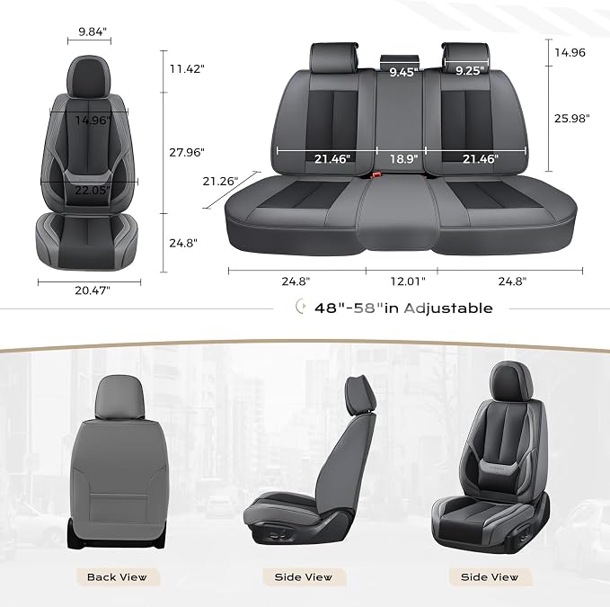 Coverado Car Seat Covers Full Set, Car Seat Protector Waterproof, Nappa Leather - Image 6