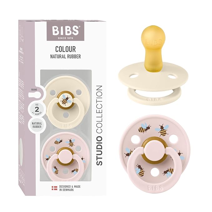 BIBS Studio Soother 2-Pack, BPA Free Dummy Pacifier, Round Nipple. Natural by BIBS