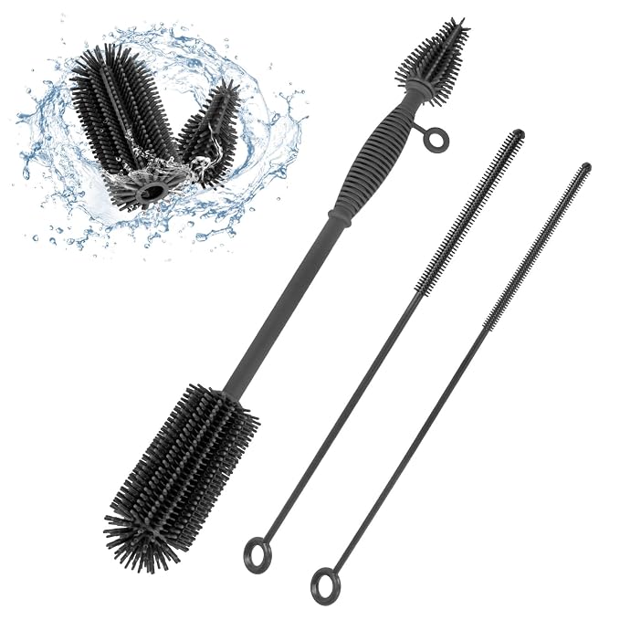 Baby Bottle Brush and Straw Cleaner Brush Set, Extra Long Double-Ended Soft by Leucite
