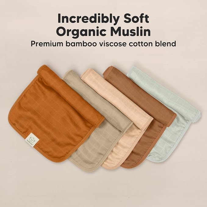 5-Pack Cotton Muslin Burp Cloths Baby Girls, Boys - Image 4