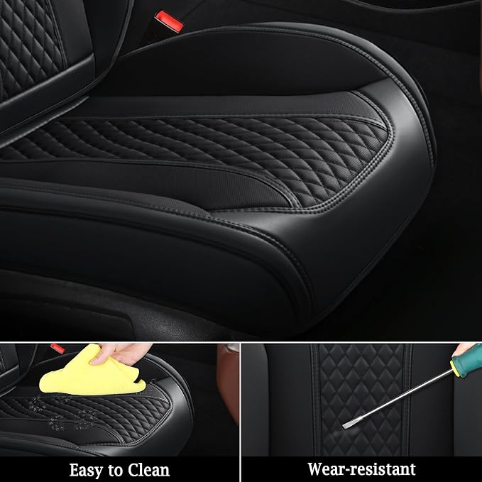 Doogo Seat Covers Full Set, Leather Car Seat Covers Luxury Waterproof Truck - Image 7
