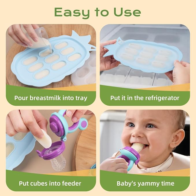 Baby Fruit Feeder Baby Breastmilk Popsicle Molds, Food Freezer Tray Storage - Image 4
