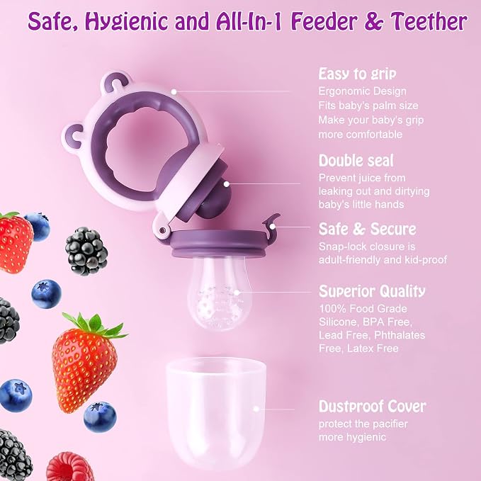 Baby Solids/Frozen Fruit Feeder Pacifier, Infant Teether Toy 4M+, BPA-Free - Image 2
