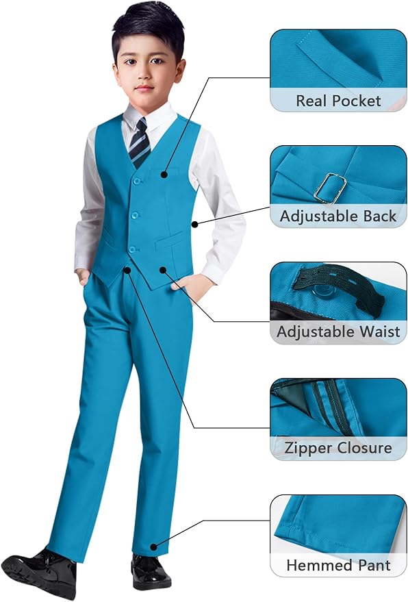 YuanLu Boys Suit for Kids Tuxedo Wedding Ring Bearer Outfit, 5 Piece Boy Slim - Image 3