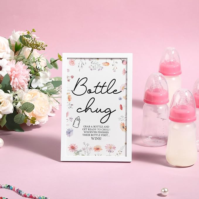 Roowest Bottle Chug Baby Shower Game Favors Including Wideflower Theme Wooden - Image 5