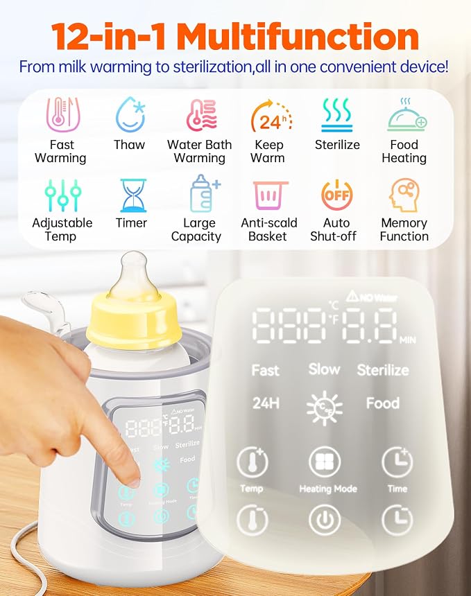 Fast Baby Bottle Warmer for Breastmilk, Smart 12 in 1 Breast Milk Warmer for - Image 2